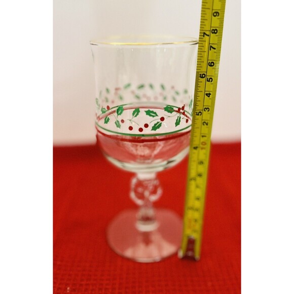 VTG Arby's Christmas Holly Berry Stemmed Wine or Sherbert Glass Set Of One - Picture 6 of 7